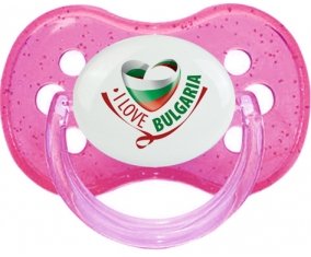 I Love Bulgaria Sucette Cerise Rose à paillette