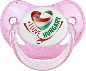 I Love Hungary Sucette Physiologique Rose à paillette