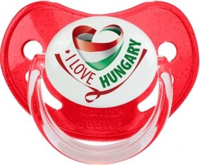 I Love Hungary Sucette Physiologique Rouge à paillette