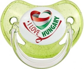 I Love Hungary Sucette Physiologique Vert à paillette