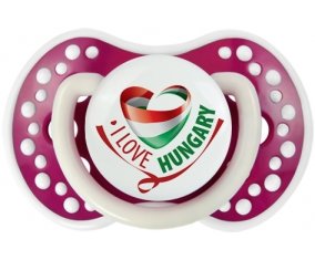 I Love Hungary Sucette LOVI Dynamic Fuchsia phosphorescente