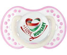 I Love Hungary Sucette LOVI Dynamic Blanc-rose phosphorescente
