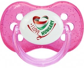 I Love Hungary Tétine Cerise Rose à paillette