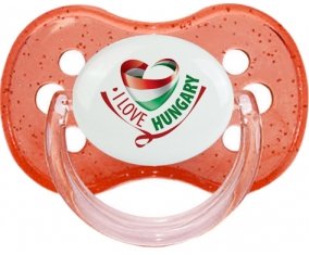 I Love Hungary Tétine Cerise Rouge à paillette