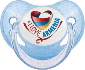 I Love Armenia Tétine Physiologique Bleue à paillette