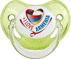 I Love Armenia Tétine Physiologique Vert à paillette