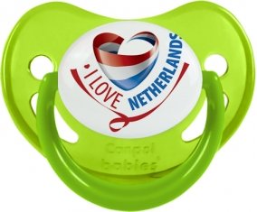 I Love Netherland maps Sucette Physiologique Vert phosphorescente