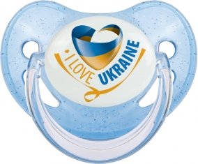 I Love Ukraine Sucette Physiologique Bleue à paillette
