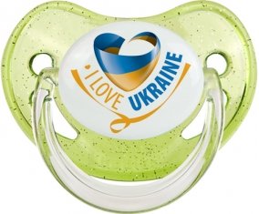 I Love Ukraine Sucette Physiologique Vert à paillette