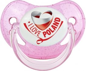 I Love Poland Tétine Physiologique Rose à paillette