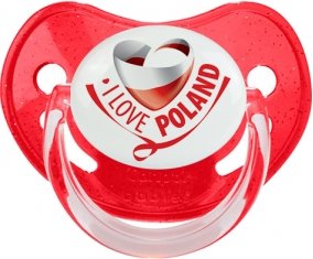I Love Poland Tétine Physiologique Rouge à paillette