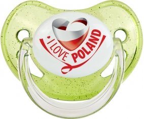 I Love Poland Tétine Physiologique Vert à paillette