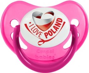 I Love Poland Tétine Physiologique Rose phosphorescente