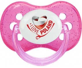I Love Poland Sucete Cerise Rose à paillette