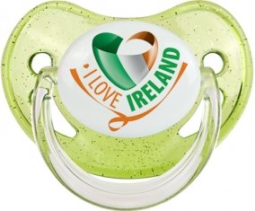 I Love Irland Sucette Physiologique Vert à paillette