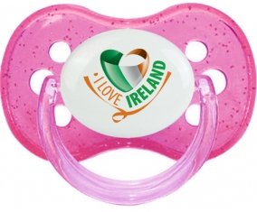 I Love Irland Sucette Cerise Rose à paillette