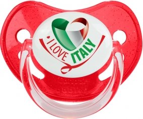 I Love Italy Sucette Physiologique Rouge à paillette