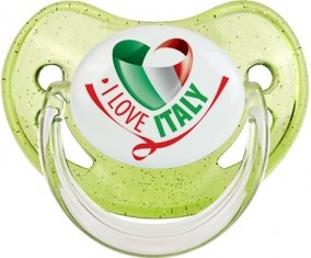 I Love Italy Sucette Physiologique Vert à paillette