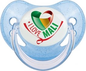 I Love Mali Tétine Physiologique Bleue à paillette