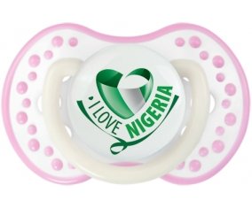 I Love Nigeria Tétine LOVI Dynamic Blanc-rose phosphorescente