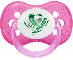 I Love Nigeria Sucette Cerise Rose à paillette