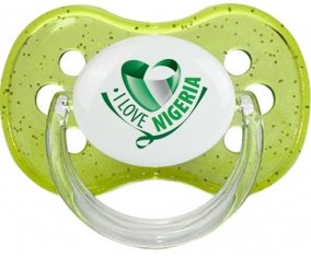 I Love Nigeria Sucette Cerise Vert à paillette