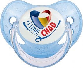 I Love Chad Sucette Physiologique Bleue à paillette