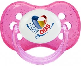 I Love Chad Tétine Cerise Rose à paillette