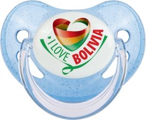 I Love Bolivia Tétine Physiologique Bleue à paillette