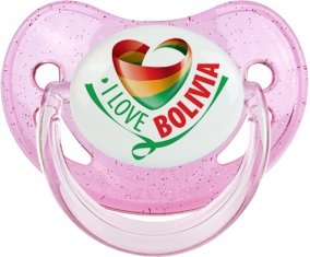 I Love Bolivia Tétine Physiologique Rose à paillette
