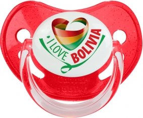 I Love Bolivia Tétine Physiologique Rouge à paillette