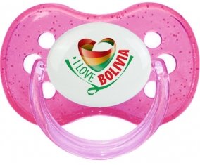 I Love Bolivia Sucete Cerise Rose à paillette