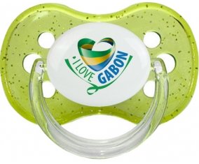 I Love Gabon Sucette Cerise Vert à paillette