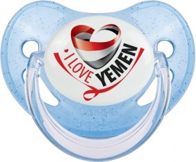 I Love Yemen Sucette Physiologique Bleue à paillette