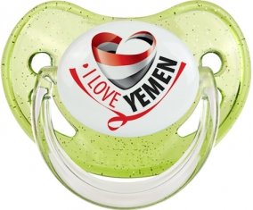 I Love Yemen Sucette Physiologique Vert à paillette