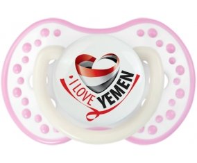 I Love Yemen Sucette LOVI Dynamic Blanc-rose phosphorescente