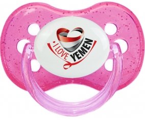 I Love Yemen Sucette Cerise Rose à paillette