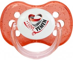 I Love Yemen Sucette Cerise Rouge à paillette