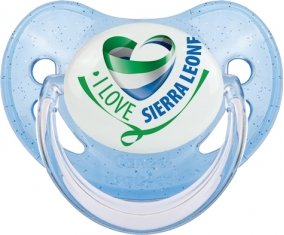 I Love Sierra Leone Sucette Physiologique Bleue à paillette
