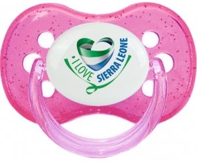 I Love Sierra Leone Tétine Cerise Rose à paillette