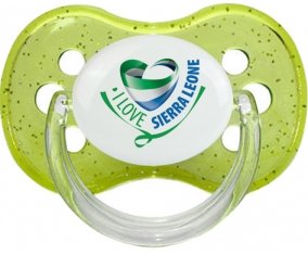 I Love Sierra Leone Tétine Cerise Vert à paillette