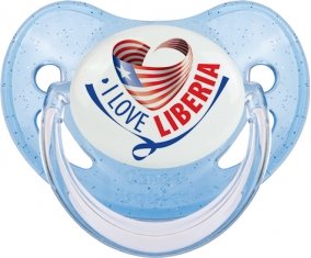 I Love Liberia Sucette Physiologique Bleue à paillette