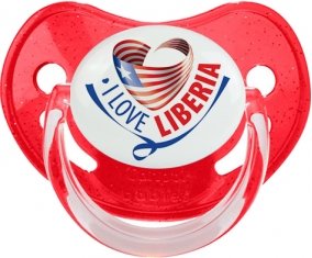 I Love Liberia Sucette Physiologique Rouge à paillette