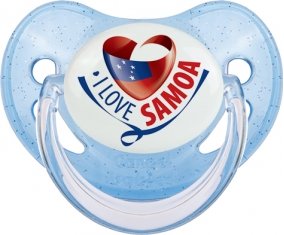 I Love Samoa Sucette Physiologique Bleue à paillette
