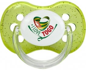 I Love Togo Sucette Cerise Vert à paillette