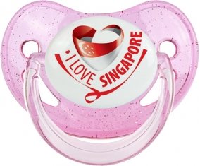 I Love Singapore Sucette Physiologique Rose à paillette