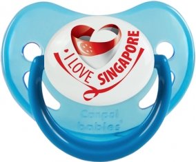 I Love Singapore Sucette Physiologique Bleue phosphorescente