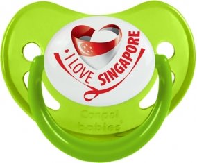 I Love Singapore Sucette Physiologique Vert phosphorescente