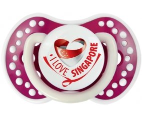 I Love Singapore Sucette LOVI Dynamic Fuchsia phosphorescente