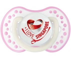 I Love Singapore Sucette LOVI Dynamic Blanc-rose phosphorescente